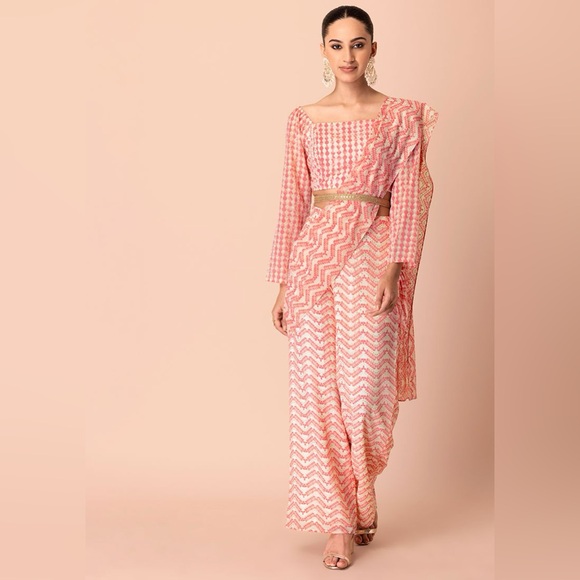 Blouse and Plazzo Pants with attached dupatta - Picture 1 of 3